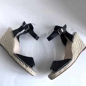 Vince Camuto Espadrilles Wedges Women's 7.5 Black and Tan Straw